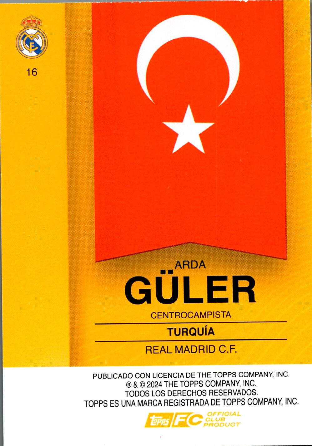 FAN SET REAL MADRID 2024/25 ARDA GÜLER Nº16