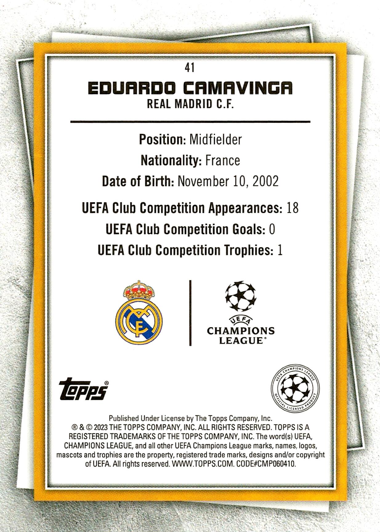 TOPPS SUPERSTAR UCL 2023 CAMAVINGA Nº41 FIRE & ICE LIMITED