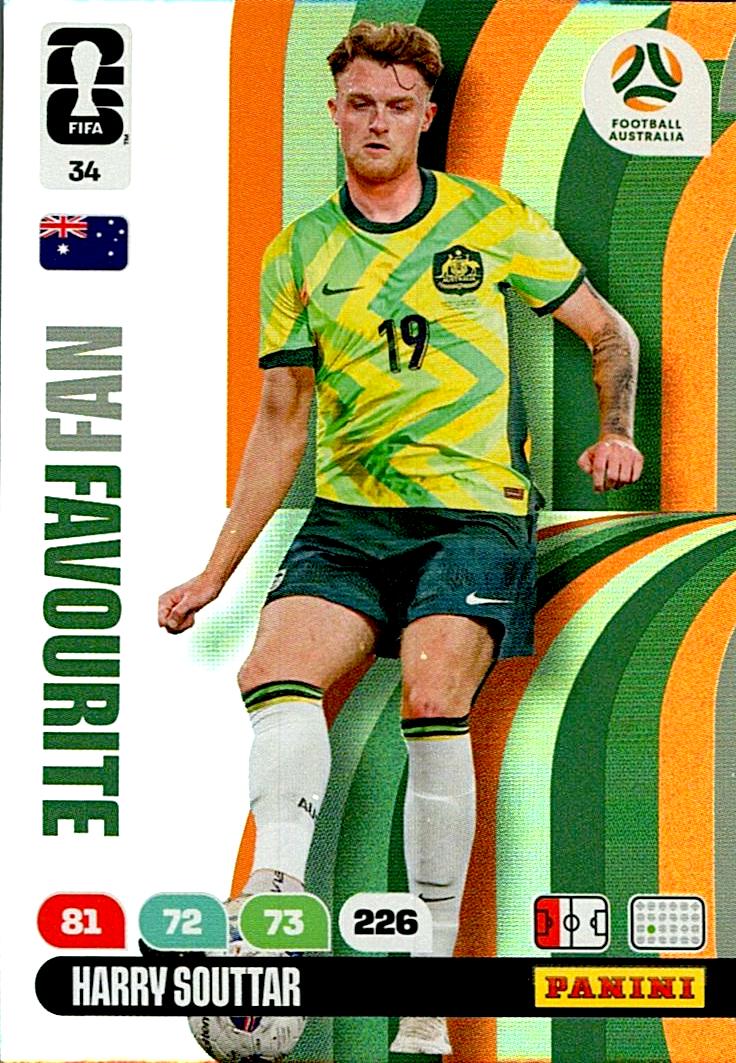 ADRENALYN WORLD CUP 2026 HARRY SOUTTAR AUSTRALIA FANS FAVOURITE Nº34
