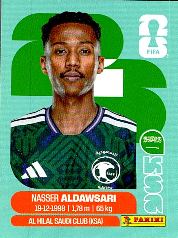 STICKERS FIFA WORLD CUP 2026 NASSER ALDAWSARI NºKSA 12