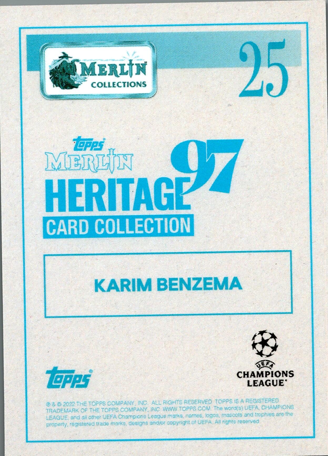TOPPS MERLIN HERITAGE 97 2021/2022 BENZEMA Nº25