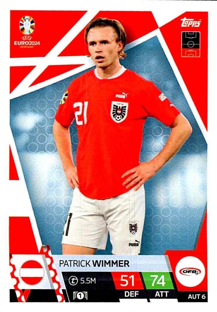 TOPPS MATCH ATTAX UEFA EURO 2024 PATRICK WIMMER AUSTRIA NºAUT6