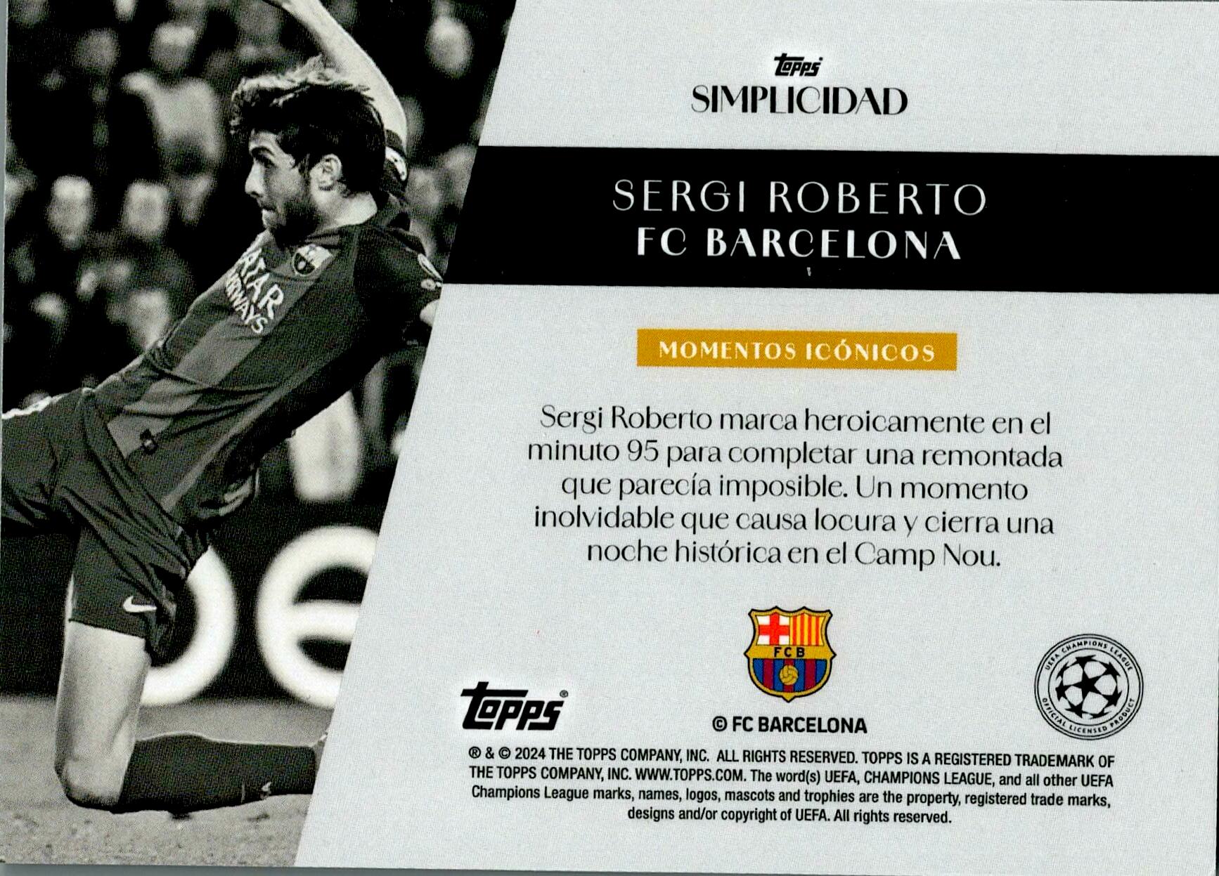 TOPPS SIMPLICIDAD 2023/2024 SERGI ROBERTO