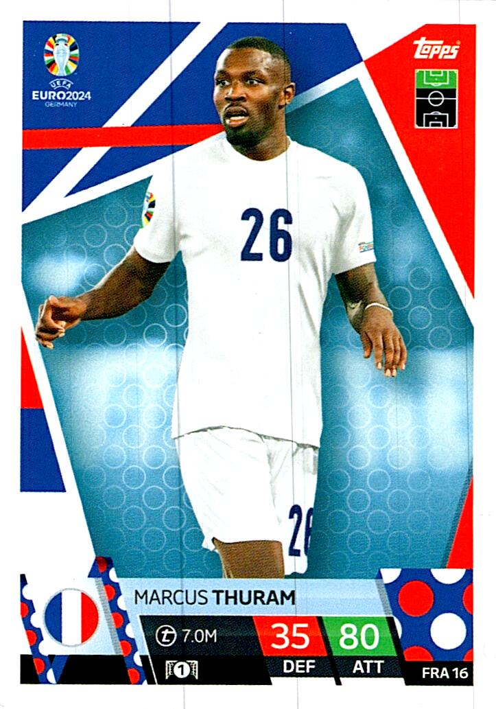 TOPPS MATCH ATTAX UEFA EURO 2024 MARCUS THURAM FRANCIA NºFRA16