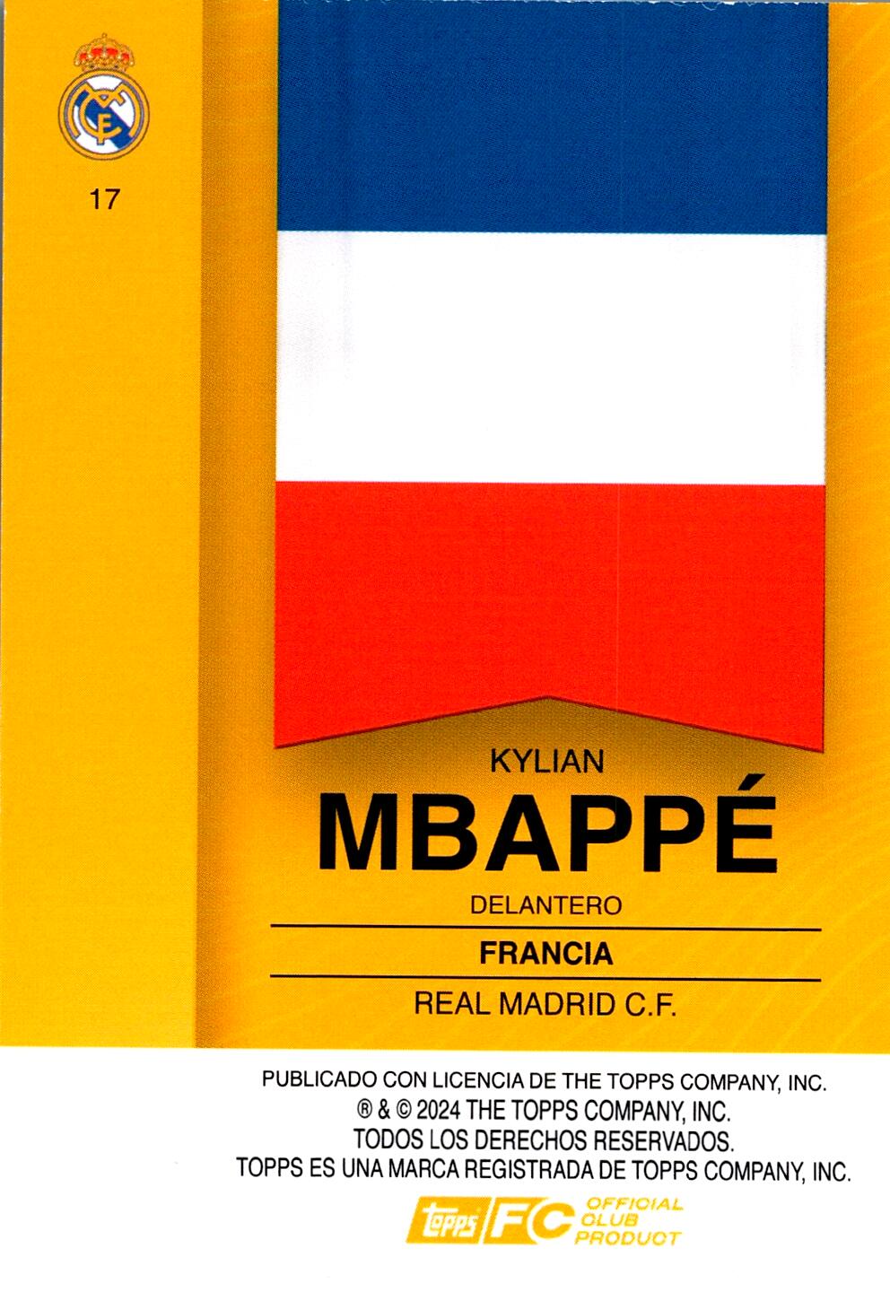 FAN SET REAL MADRID 2024/25 KYLIAN MBAPPE Nº17