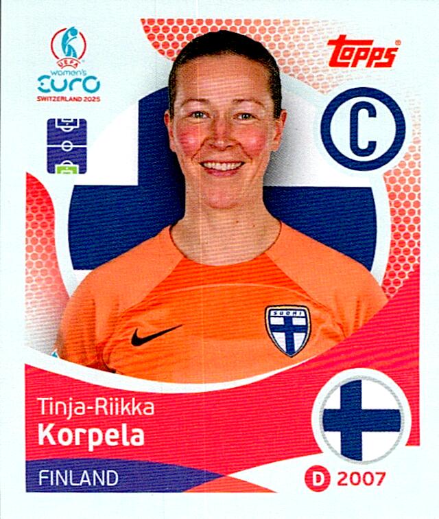 TOPPS WOMEN´S EURO SWITZERLAND 2025 TINJA-RIIKKA KORPELA Nº78
