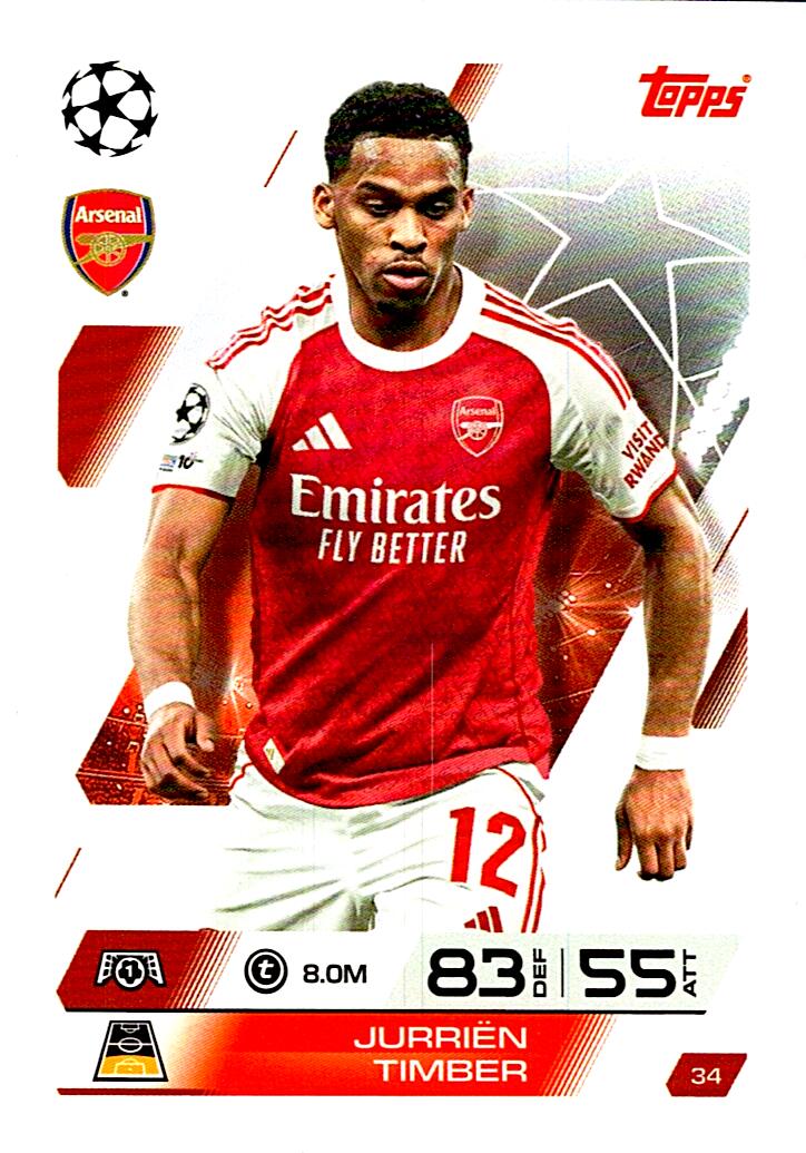MATCH ATTAX CHAMPIONS LEAGUE 2025/2026 JURRIEN TIMBER Nº34
