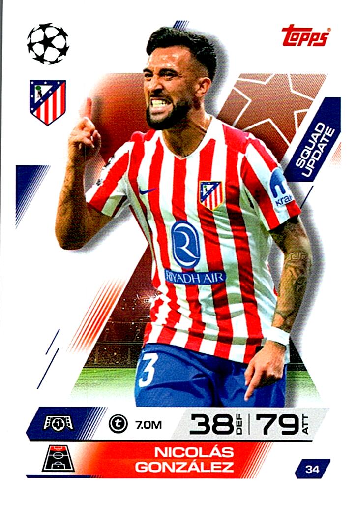 TOPPS MATCH ATTAX EXTRA 2025/26 NICOLAS GONZALEZ Nº34