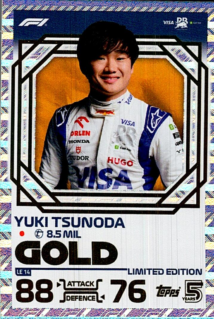 TOPPS TURBO ATTAX 2024 YUKI TSUNODA GOLD LE14