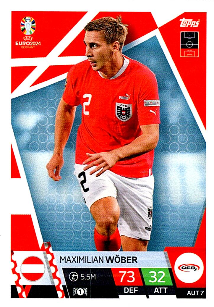 TOPPS MATCH ATTAX UEFA EURO 2024 MAXIMILIAN WÖBER AUSTRIA NºAUT7