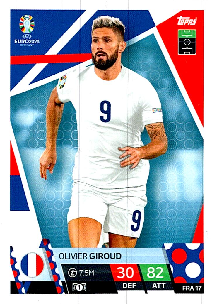 TOPPS MATCH ATTAX UEFA EURO 2024 OLIVIER GIROUD FRANCIA NºFRA17