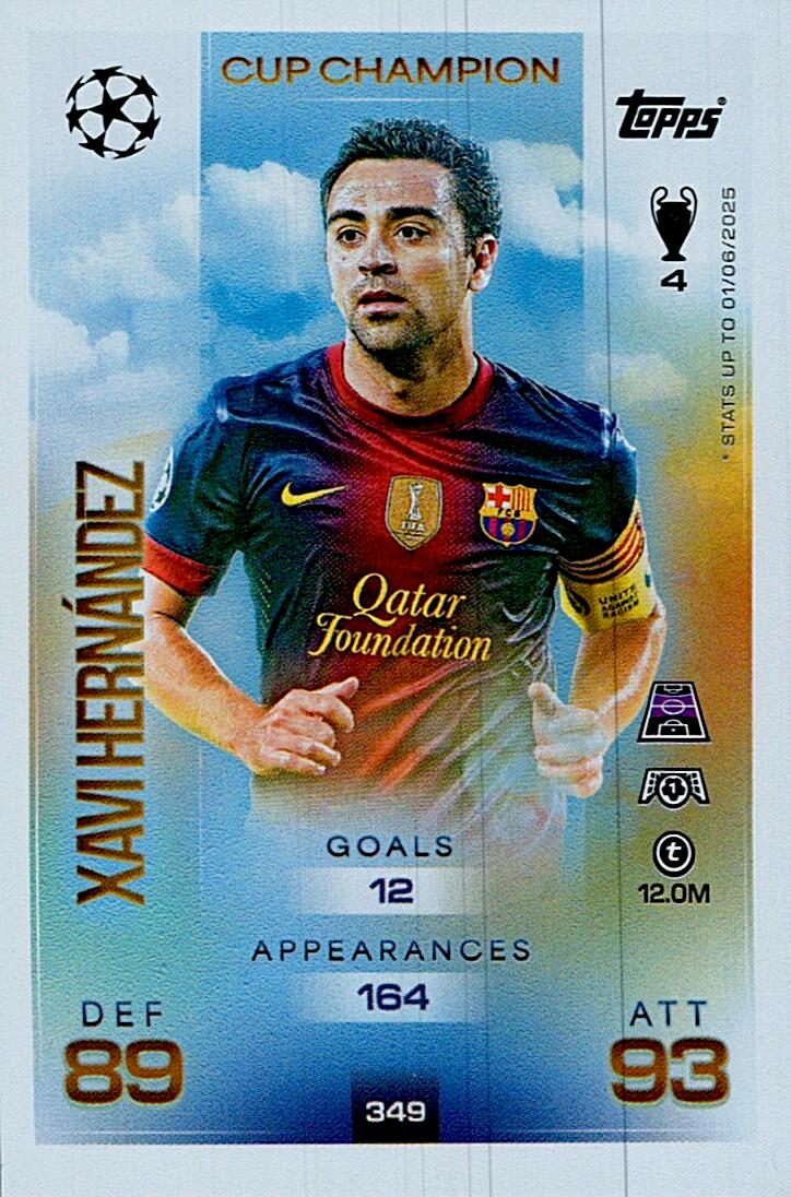 MATCH ATTAX CHAMPIONS LEAGUE 2025/2026 XAVI HERNANDEZ CUP CHAMPION Nº349