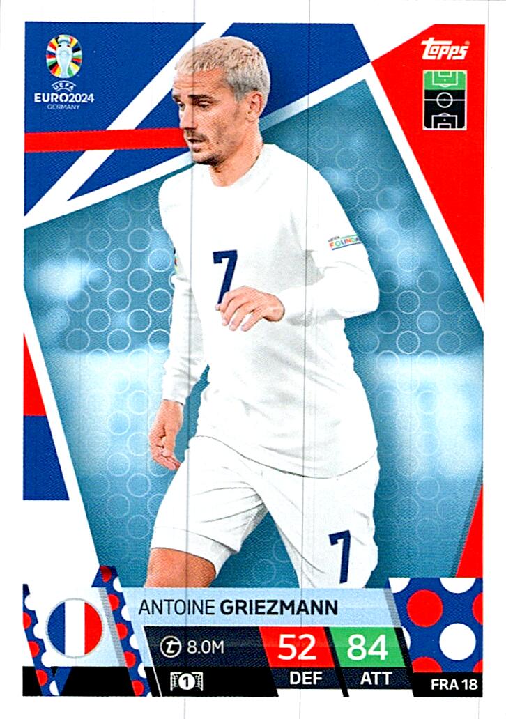 TOPPS MATCH ATTAX UEFA EURO 2024 ANTOINE GRIEZMANN FRANCIA NºFRA18