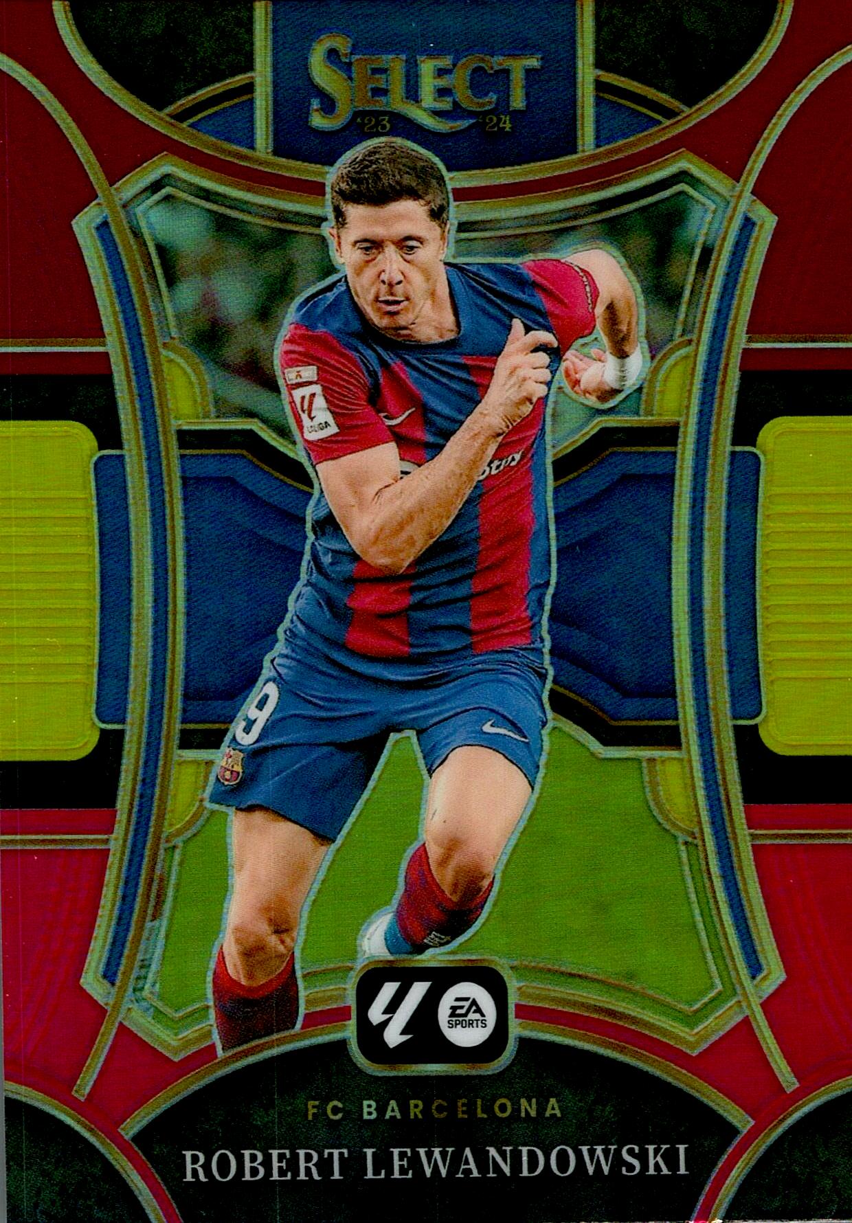 PANINI SELECT LA LIGA 2023/2024 LEWANDOWSKI RED AND YELLOW Nº132