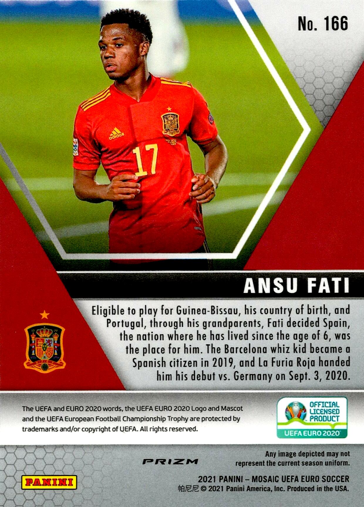 PANINI MOSAIC UEFA EURO 2020 ANSU FATI Nº166