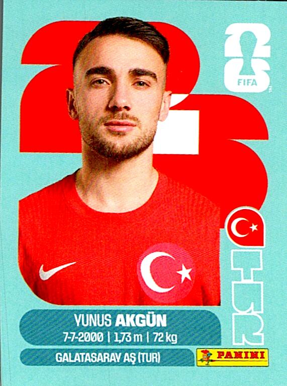 STICKERS FIFA WORLD CUP 2026 YUNUS AKGÜN NºTUR 16