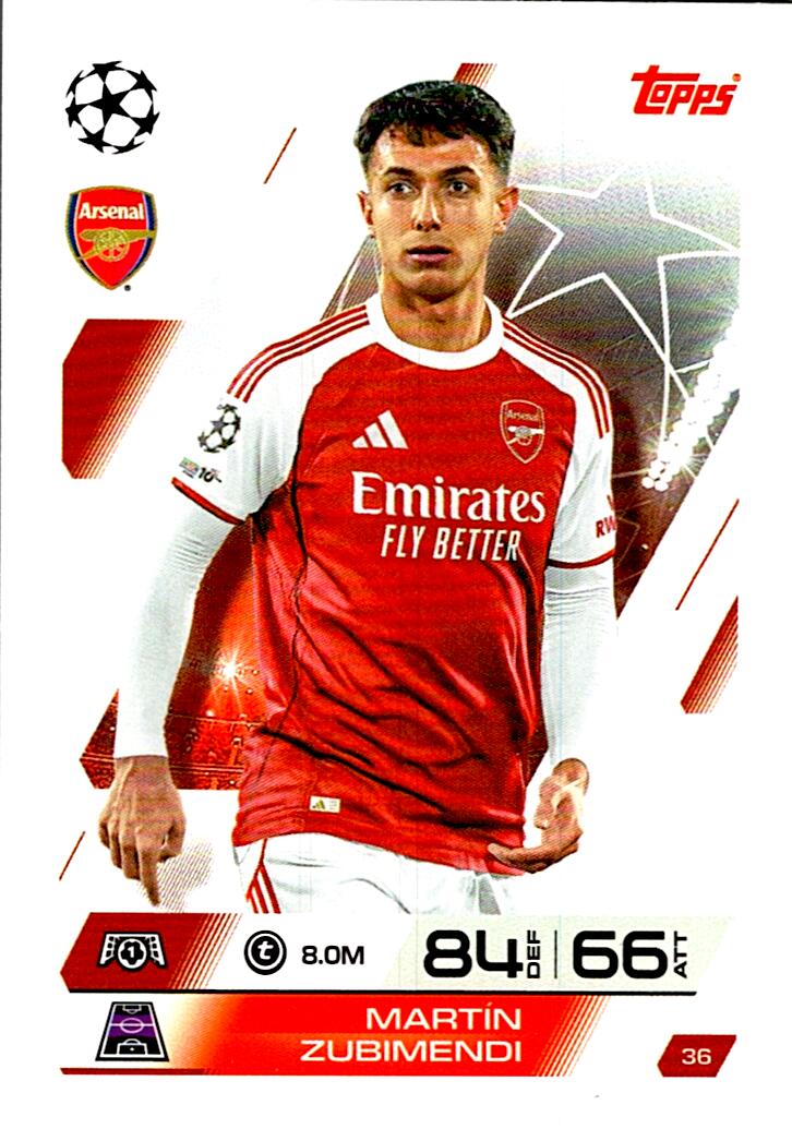 MATCH ATTAX CHAMPIONS LEAGUE 2025/2026 MARTIN ZUBIMENDI Nº36