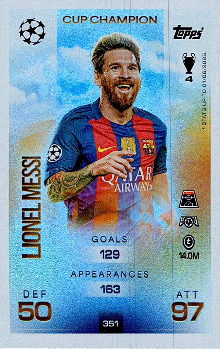 MATCH ATTAX CHAMPIONS LEAGUE 2025/2026 LEONEL MESSI CUP CHAMPION Nº351