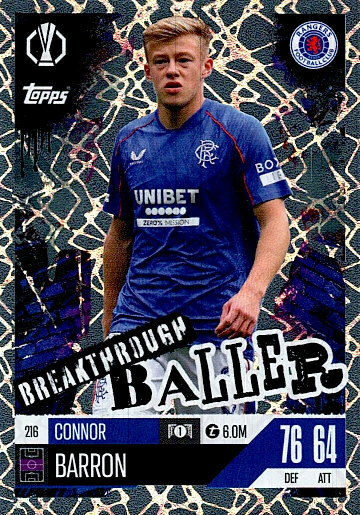 Match Attax Extra 2025 Connor Barron Breakthrough Baller nº216
