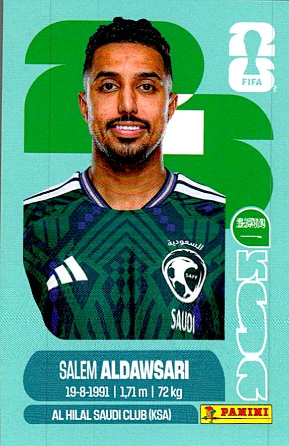 STICKERS FIFA WORLD CUP 2026 SALEM ALDAWSARI NºKSA 16