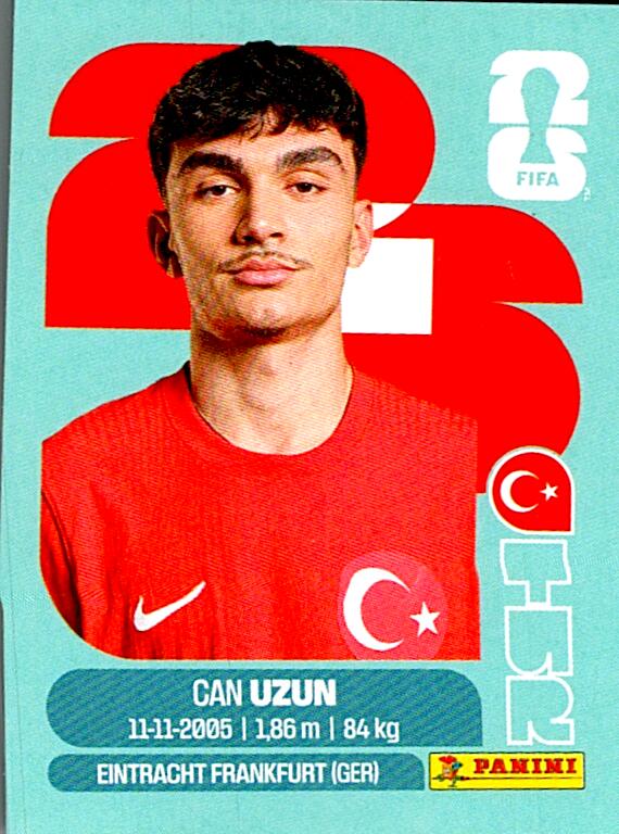 STICKERS FIFA WORLD CUP 2026 CAN UZUN NºTUR 17