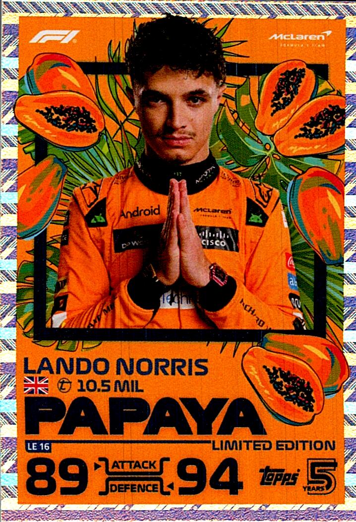 TOPPS TURBO ATTAX 2024 LANDO NORRIS PAPAYA LE16