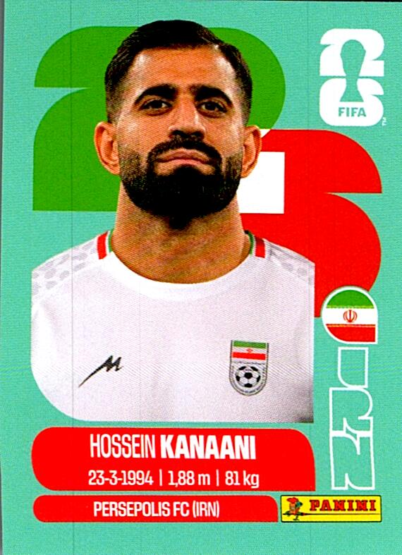 STICKERS FIFA WORLD CUP 2026 HOSSEIN KANAANI NºIRN 8