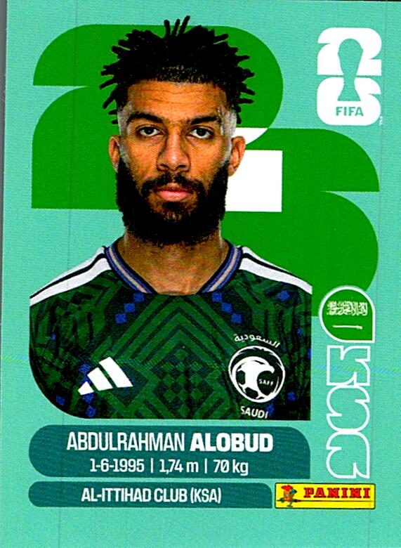 STICKERS FIFA WORLD CUP 2026 ABDULRAHMAN ALOBUD NºKSA 17