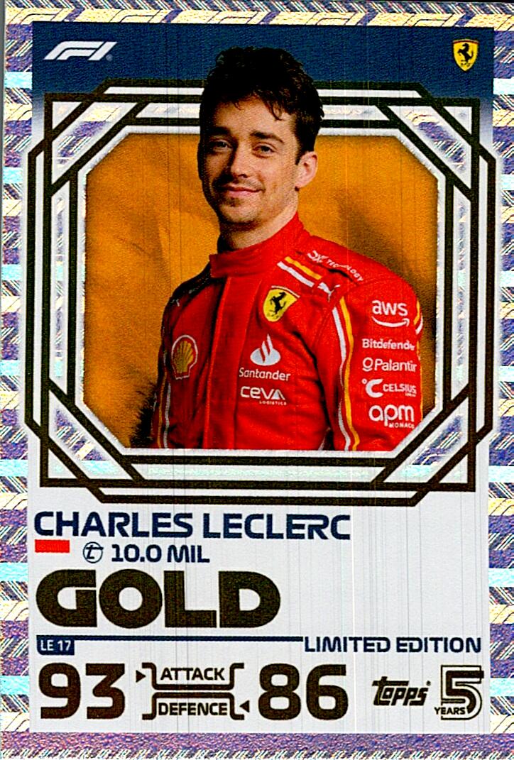 TOPPS TURBO ATTAX 2024 CHARLES LECLERC GOLD LE17