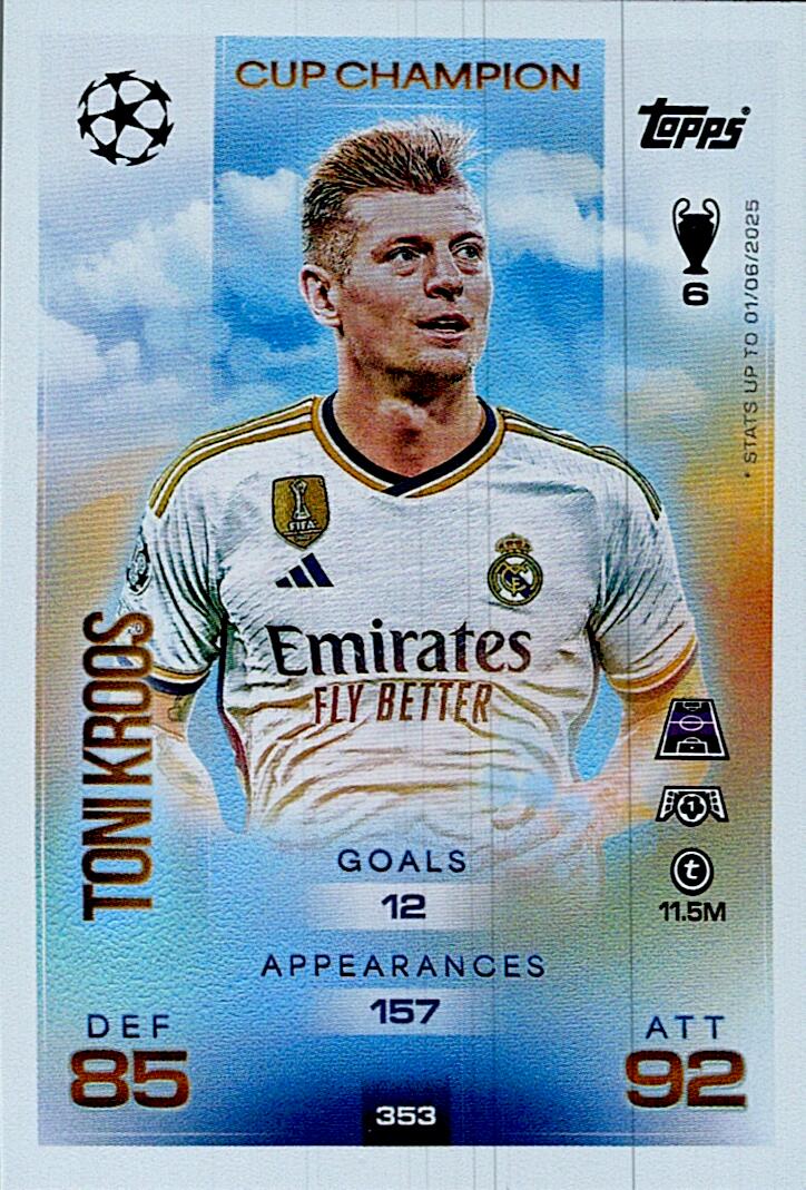 MATCH ATTAX CHAMPIONS LEAGUE 2025/2026 TONI KROOS CUP CHAMPION Nº353