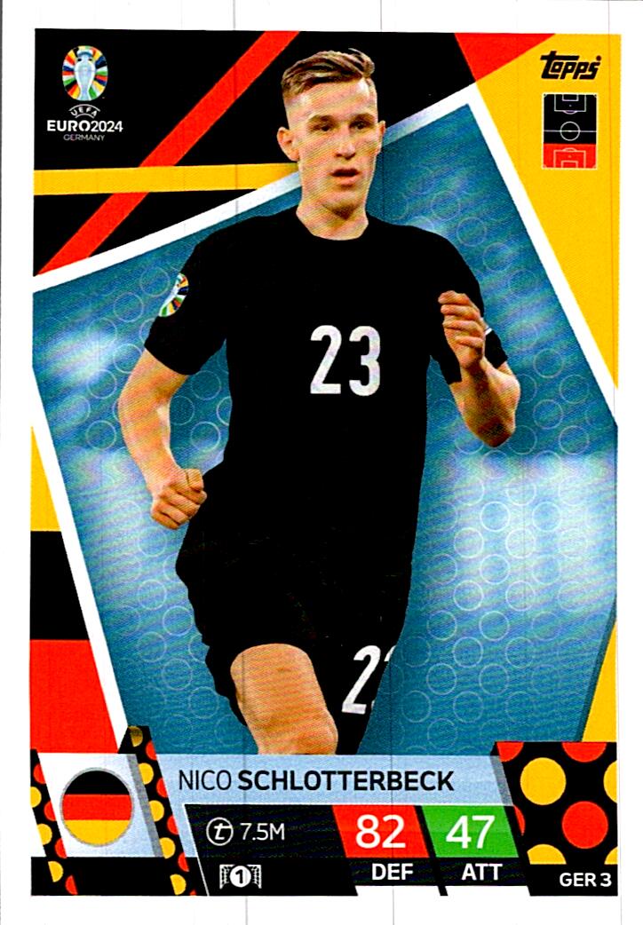TOPPS MATCH ATTAX UEFA EURO 2024 NICO SCHLOTTERBECK ALEMANIA NºGER3