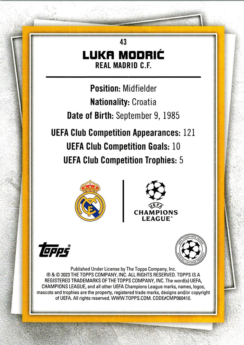 TOPPS SUPERSTAR 2023 LUKA MODRIC Nº43