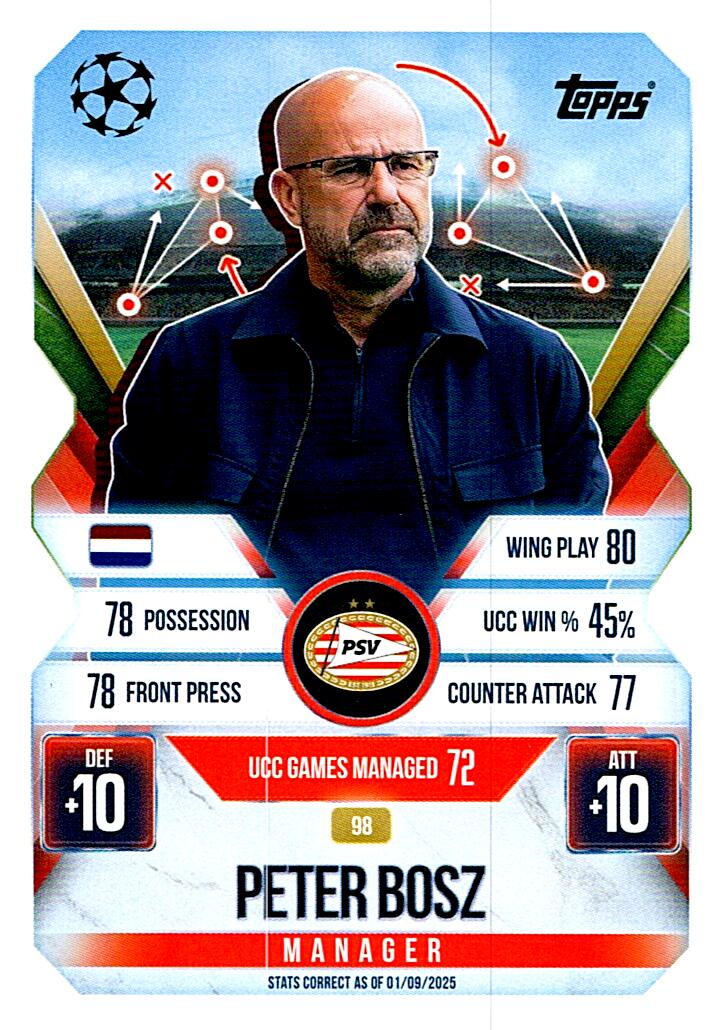 TOPPS MATCH ATTAX EXTRA 2025/26 PETER BOSZ Nº98