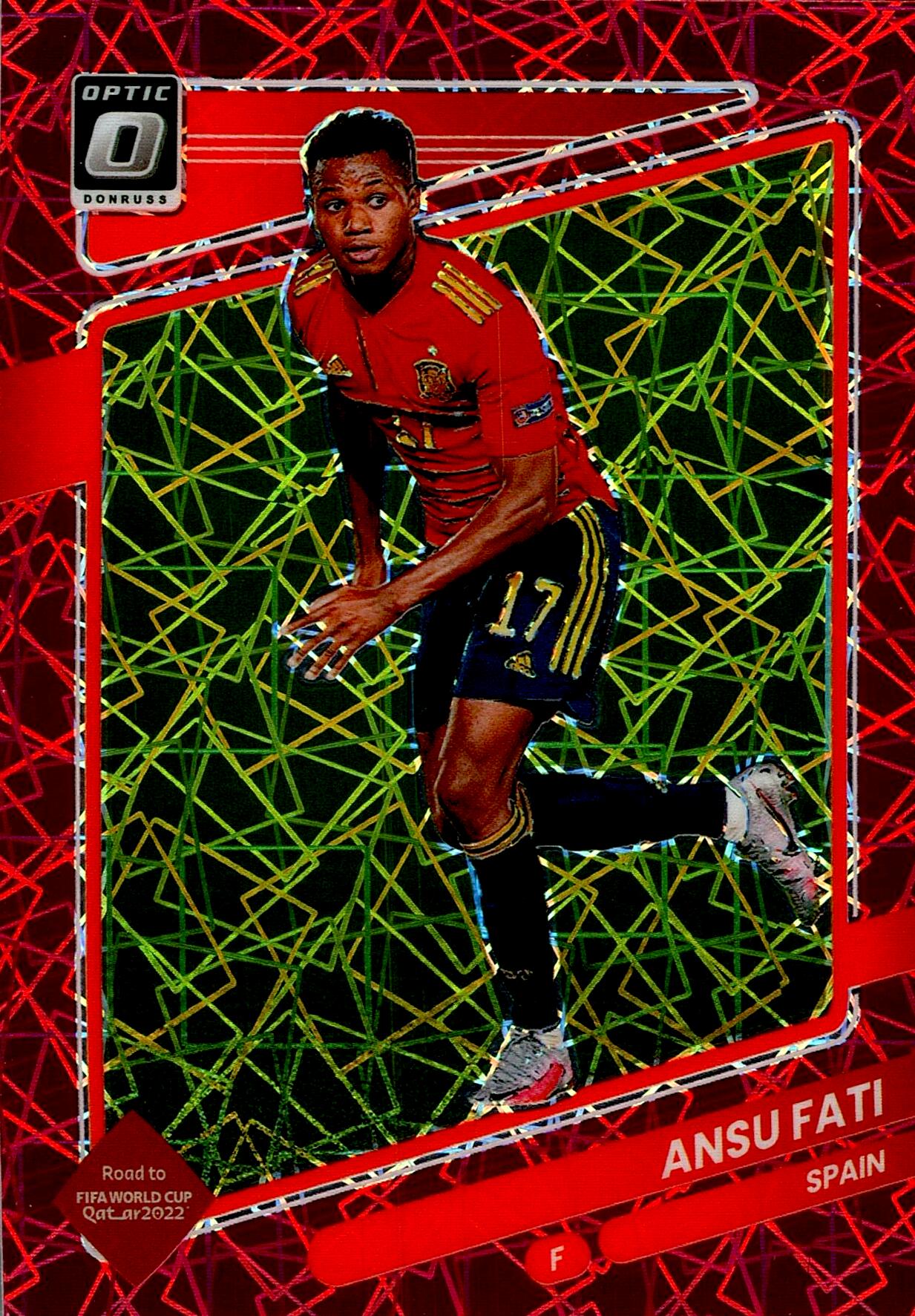 PANINI OPTIC ROAD TO QATAR 2021/2022 ANSU FATI RED PARALLEL Nº146