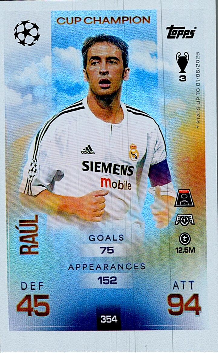MATCH ATTAX CHAMPIONS LEAGUE 2025/2026 RAUL CUP CHAMPION Nº354