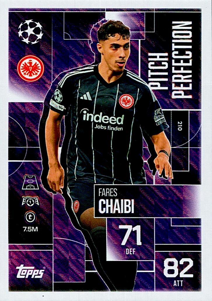 TOPPS MATCH ATTAX EXTRA 2025/26 FARES CHAIBI PITCH PERFECTION Nº210