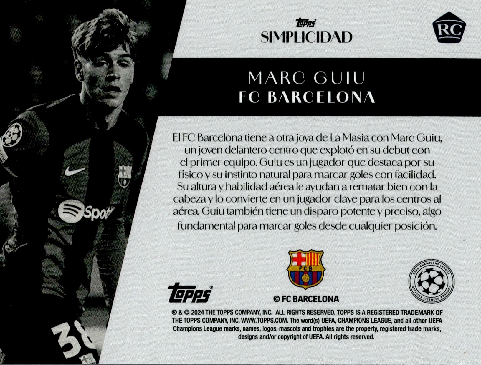 TOPPS SIMPLICIDAD 2023/2024 MARC GUIU ROOKIE