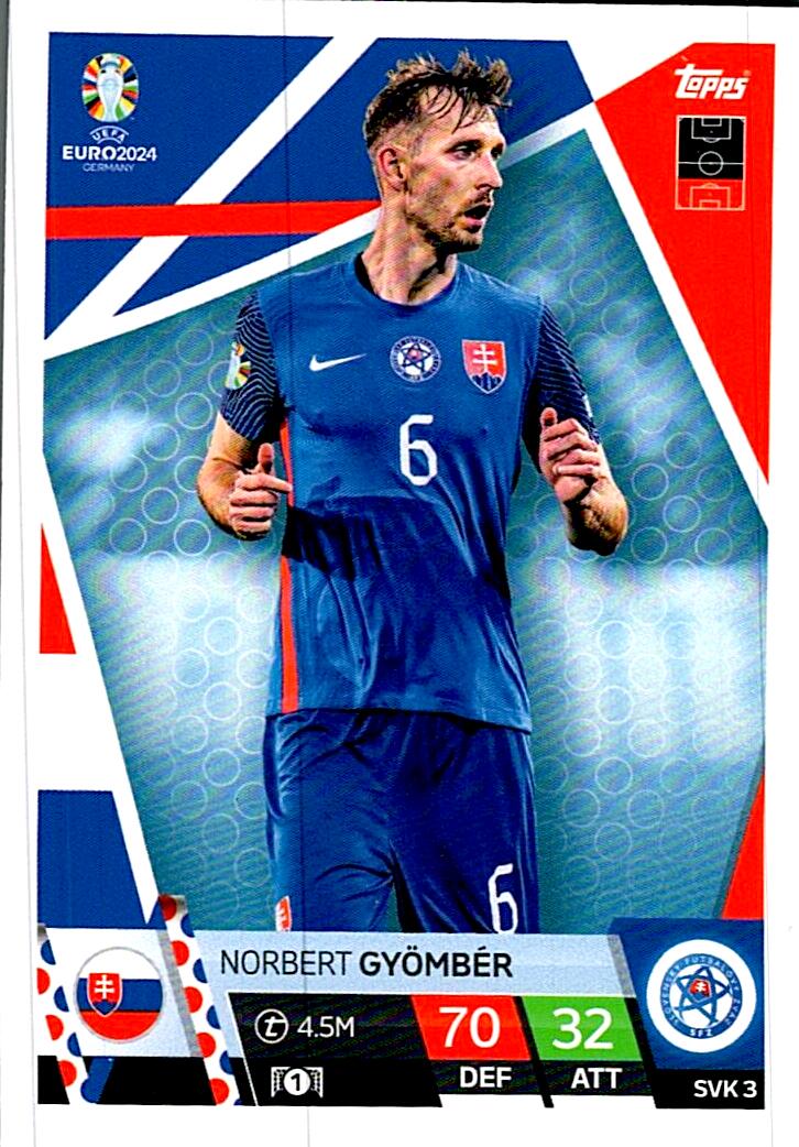 TOPPS MATCH ATTAX UEFA EURO 2024 NORBART GYÖMBER ESLOVAQUIA NºSVK3