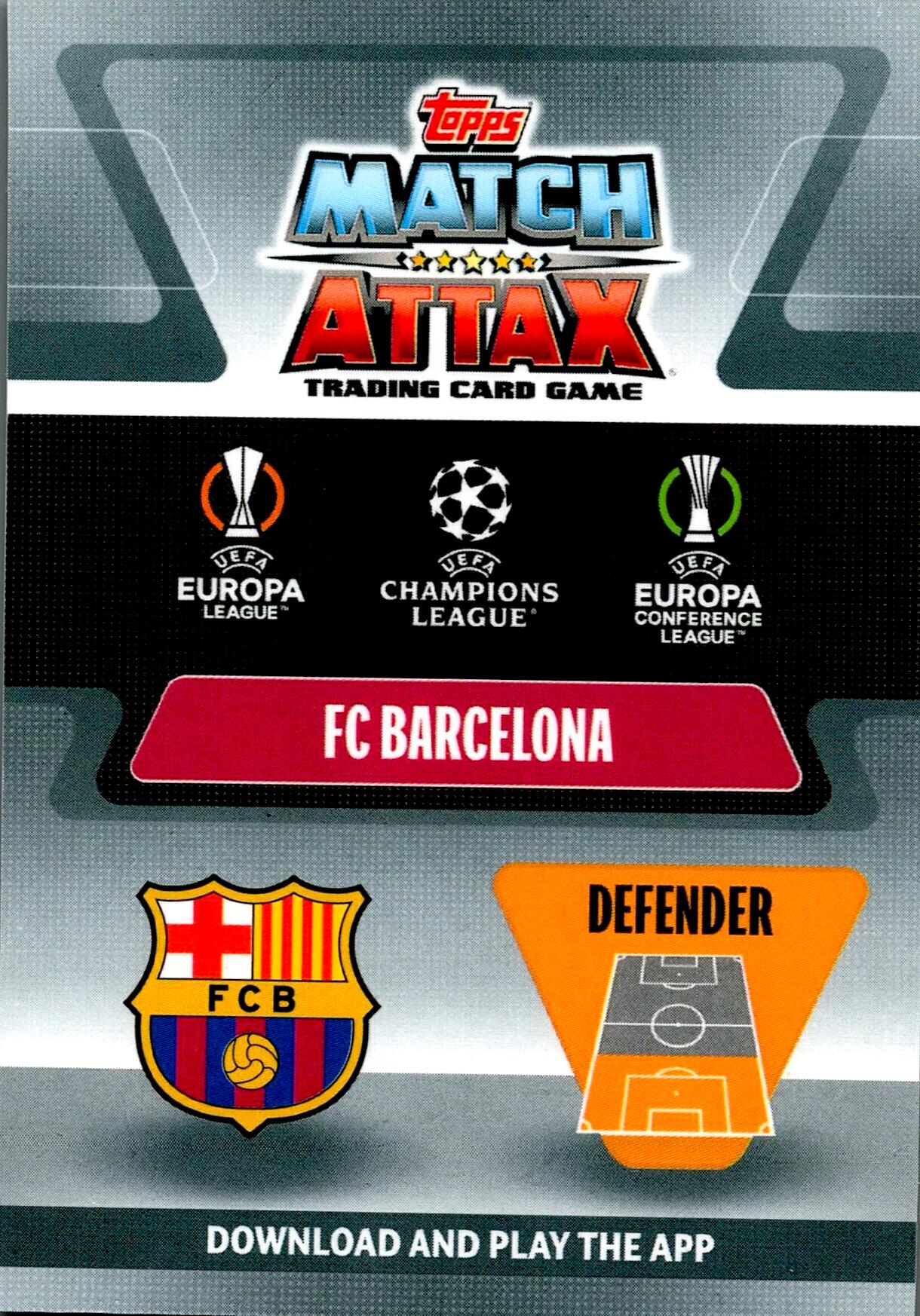 TOPPS MATCH ATTAX 2022/2023 ERIC GARCIA REFRACTOR Nº73