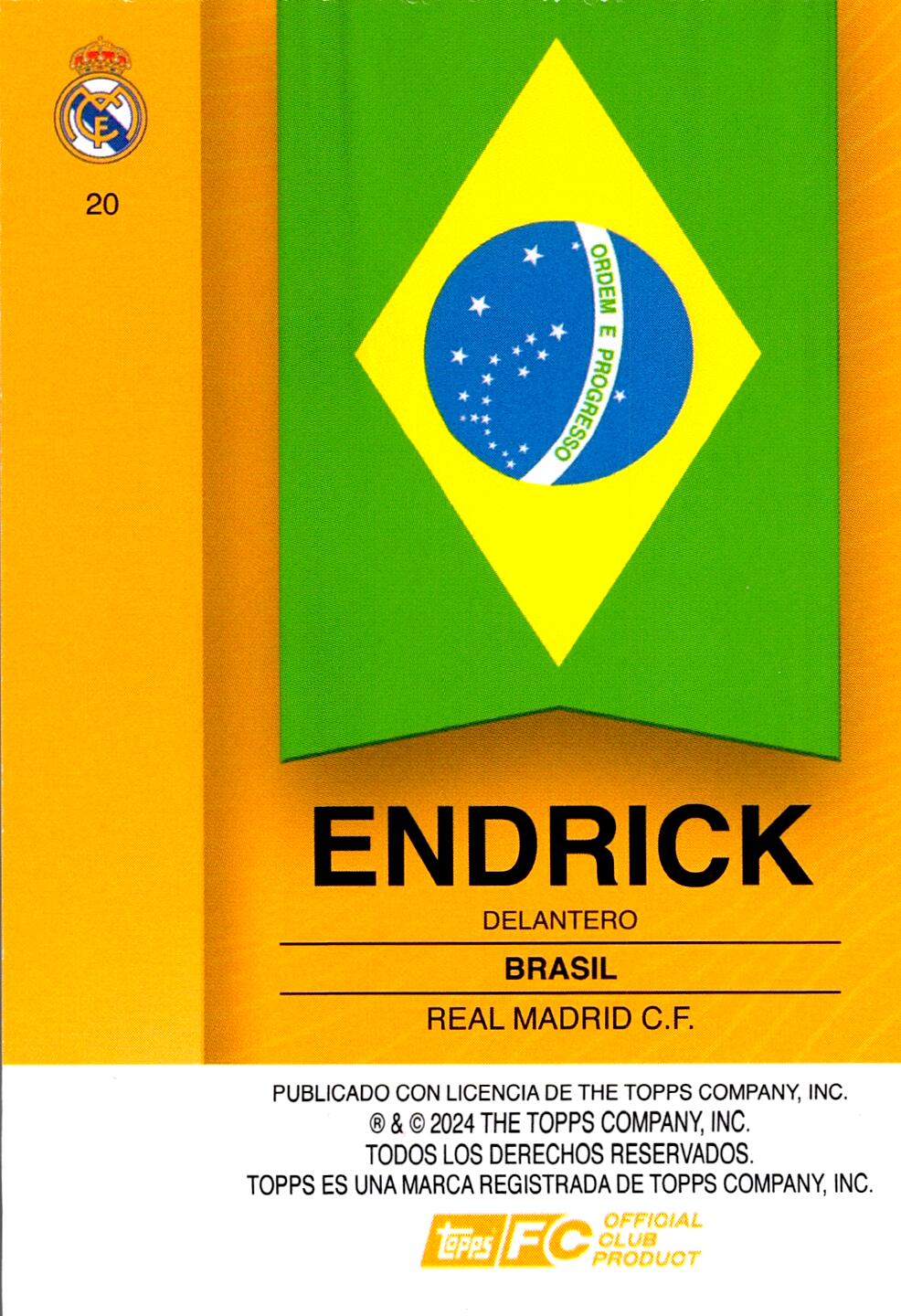 FAN SET REAL MADRID 2024/25 ENDRICK Nº20