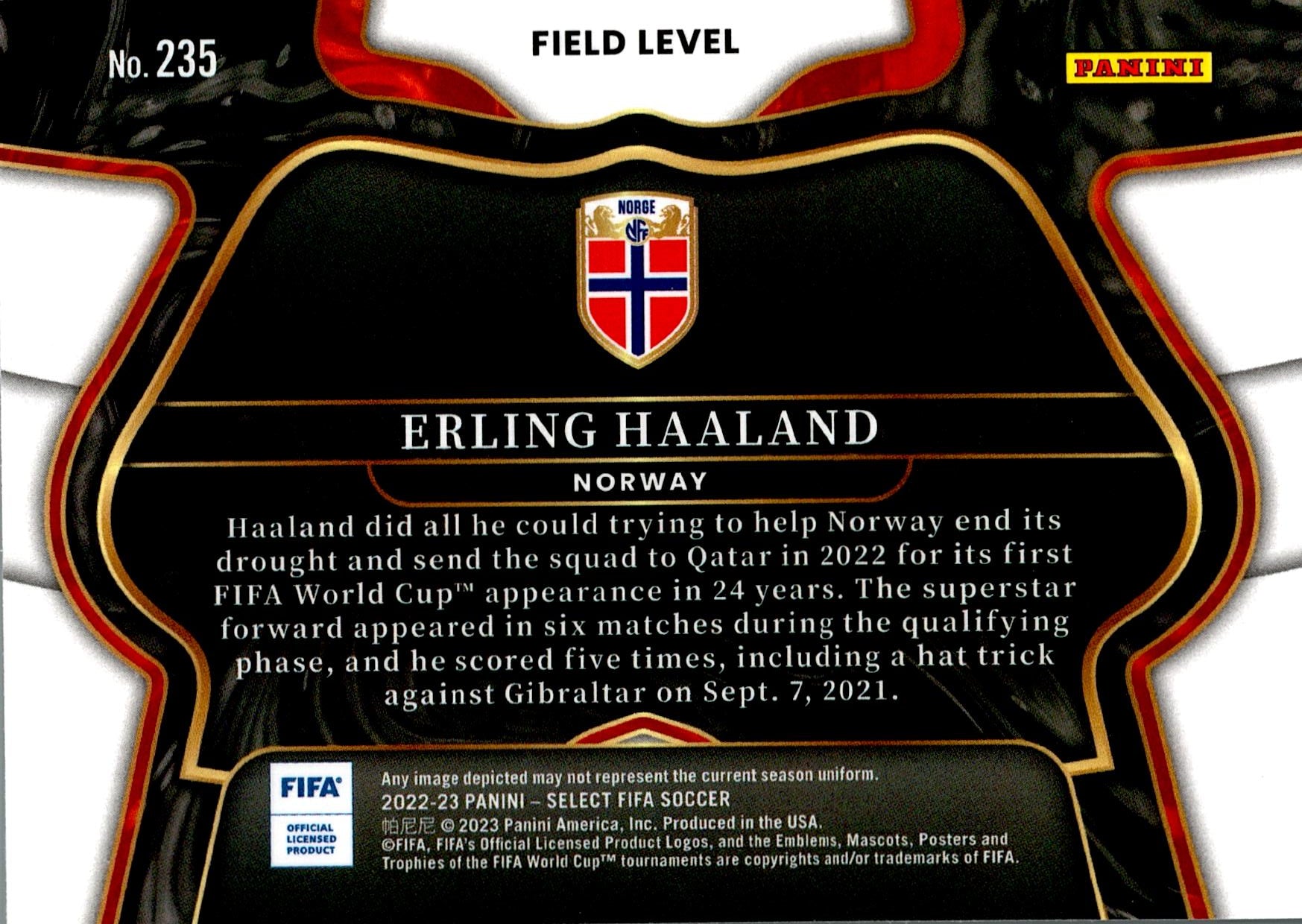 PANINI SELECT FIFA 2022/2023 ERLING HAALAND Nº235