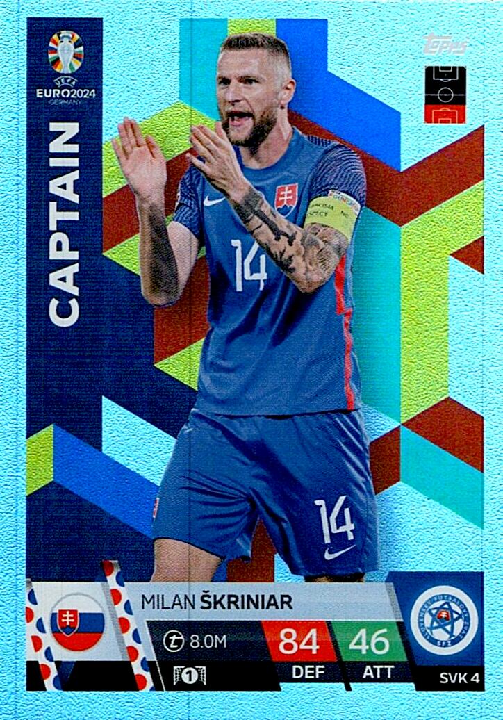 TOPPS MATCH ATTAX UEFA EURO 2024 MILAN SKRINIAR ESLOVAQUIA NºSVK4 CAPTAIN