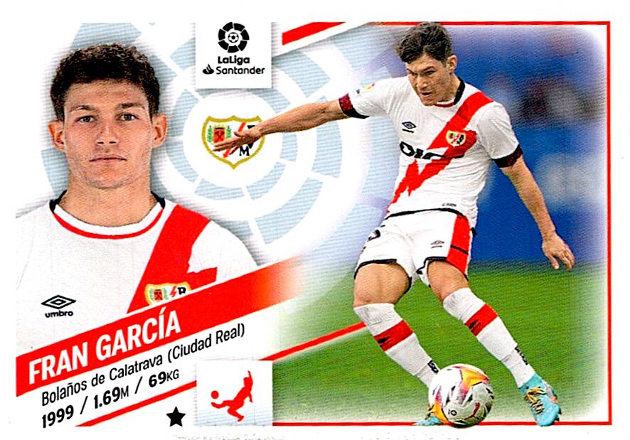 Cromo Liga Este 2022/2023 FRAN GARCIA RAYO VALLECANO Nº8