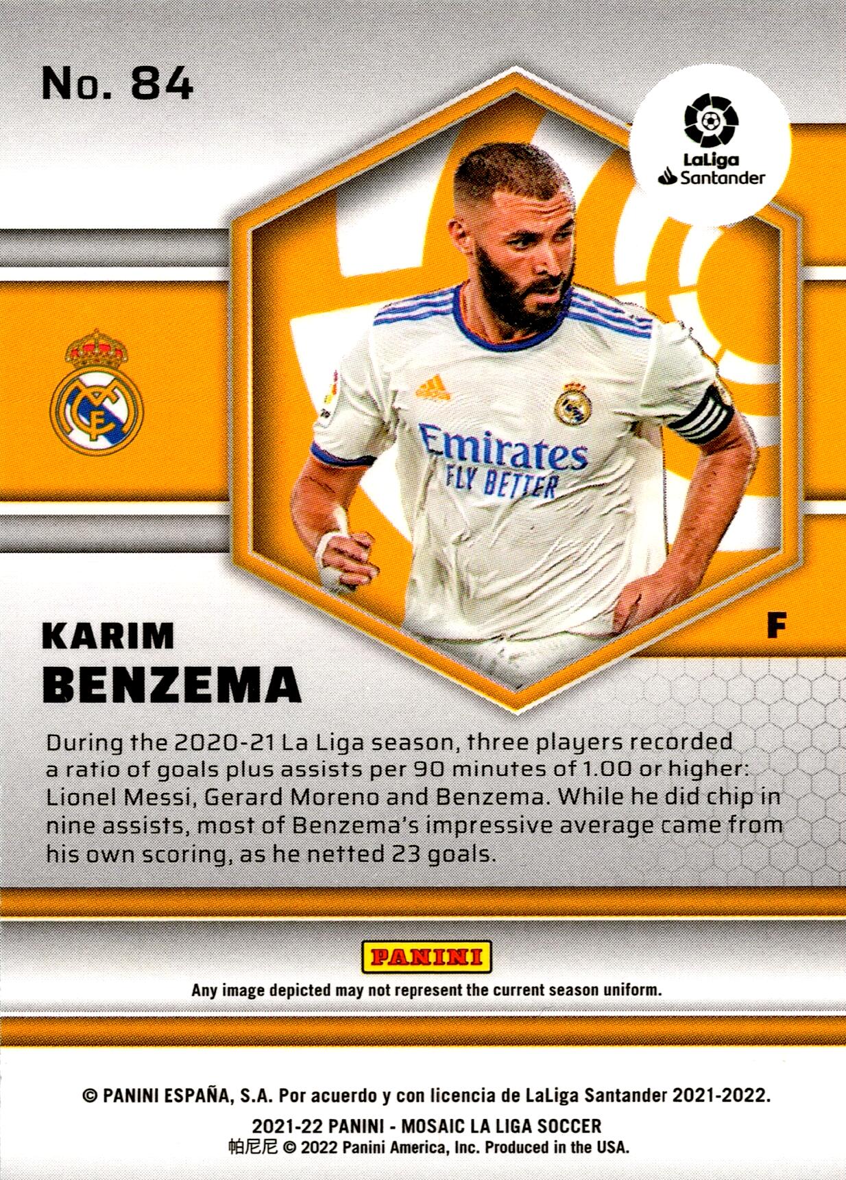 PANINI MOSAIC LA LIGA 2021/2022 BENZEMA Nº84