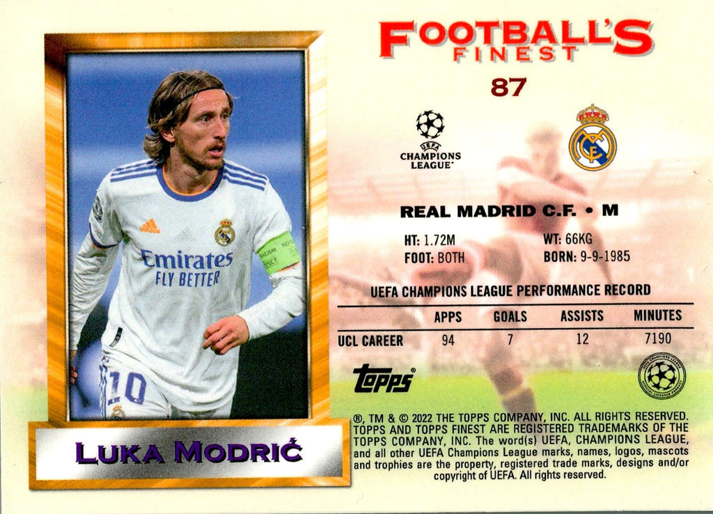 TOPPS FOOTBALL´S FINEST 2021/2022 MODRIC Nº87