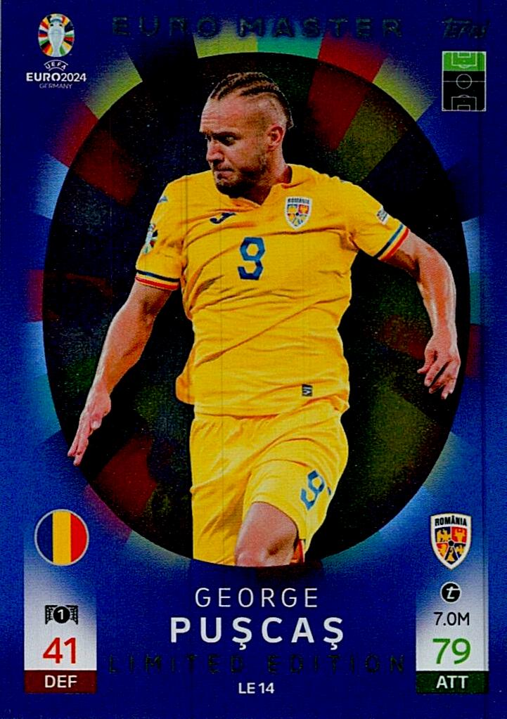 TOPPS MATCH ATTAX UEFA EURO 2024 GERORGE PUSCAS LIMITED EDITION NºLE14