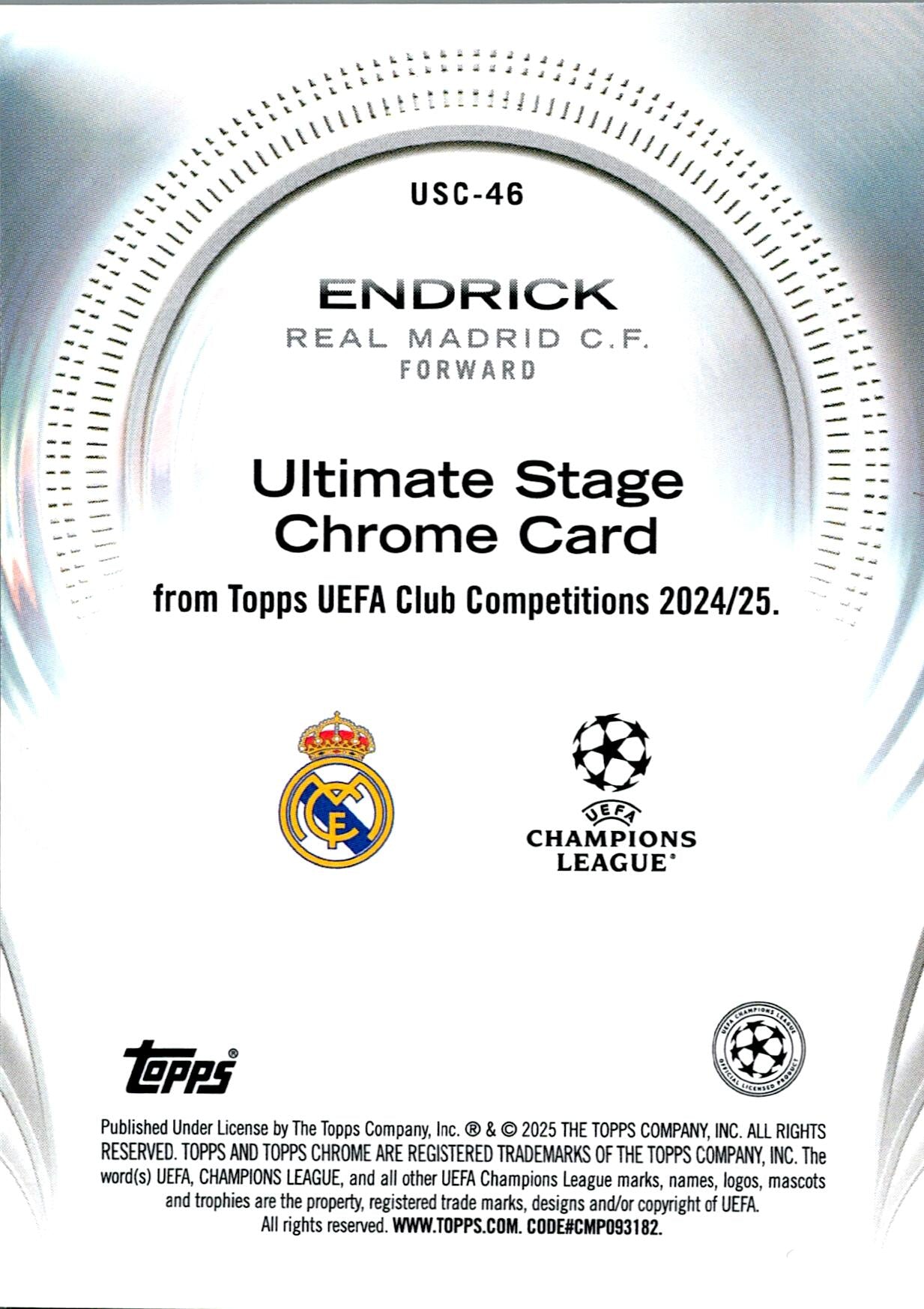 TOPPS CHROME UCL 2023/2024 ENDRICK NºUSC-46 ROOKIE