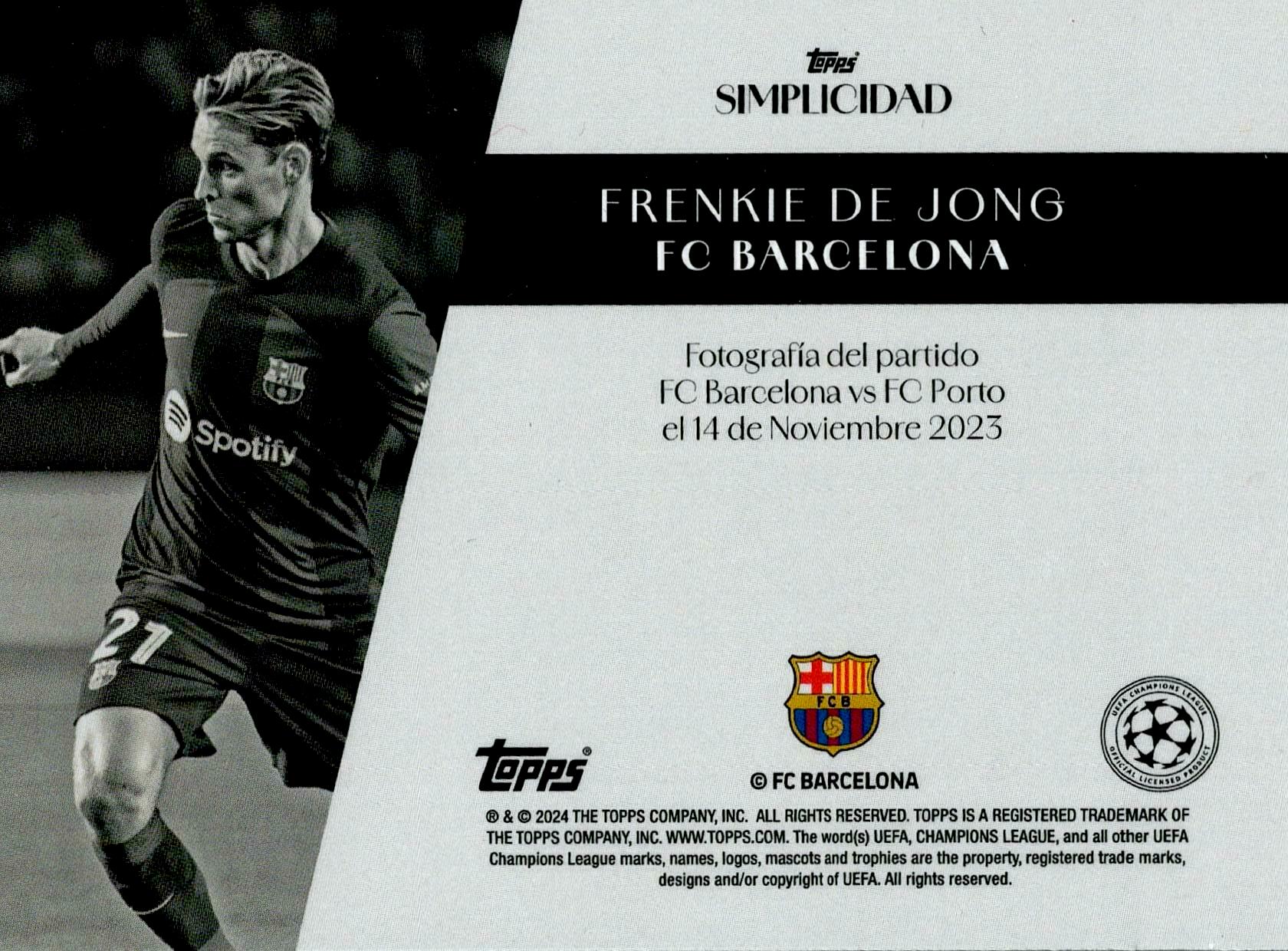 TOPPS SIMPLICIDAD UCL 2023/2024 FRENKIE DE JONG