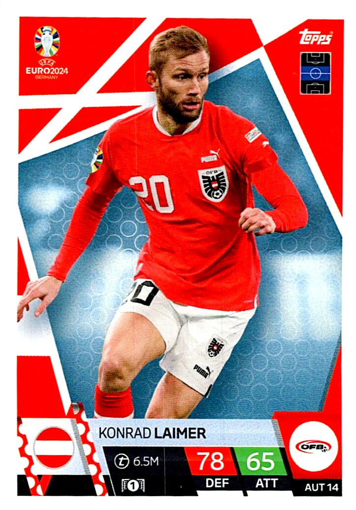 TOPPS MATCH ATTAX UEFA EURO 2024 KONRAD LAIMER AUSTRIA NºAUT14