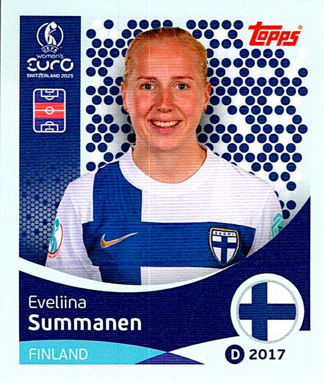 TOPPS WOMEN´S EURO SWITZERLAND 2025 EVELIINA SUMMANEN Nº85